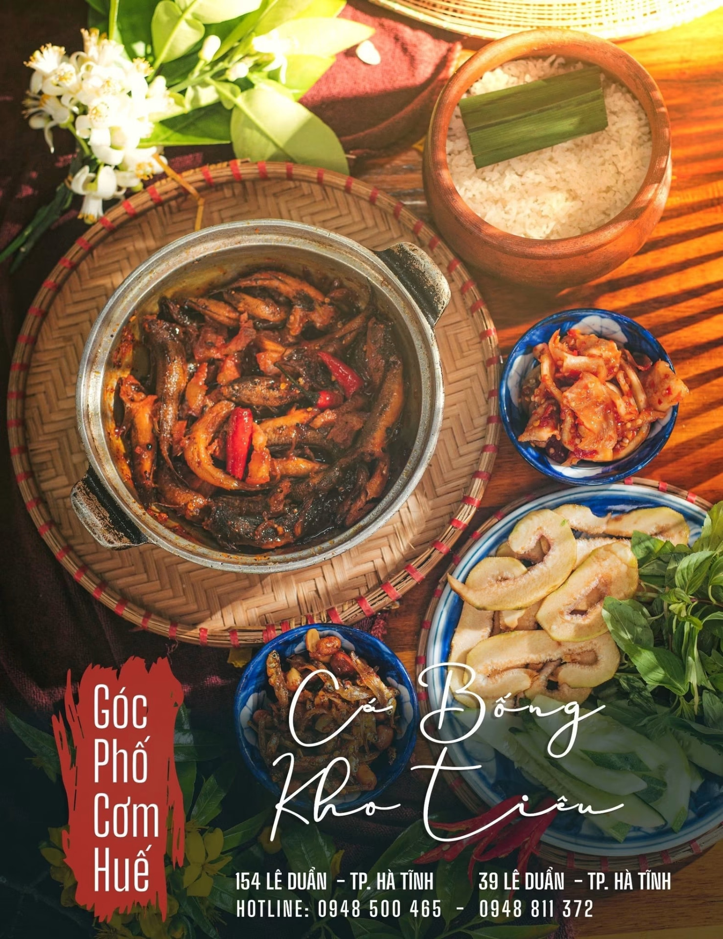 Cá bống kho tiêu – mâm đầy đủ tại Góc Phố Cơm Huế