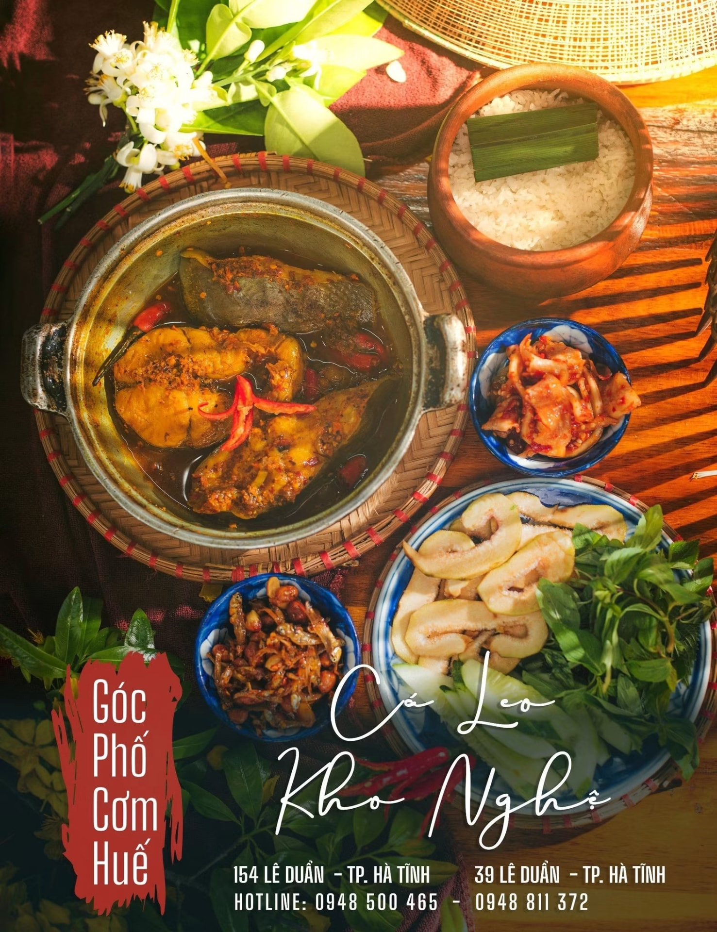 Cá leo kho nghệ – mâm đầy đủ tại Góc Phố Cơm Huế
