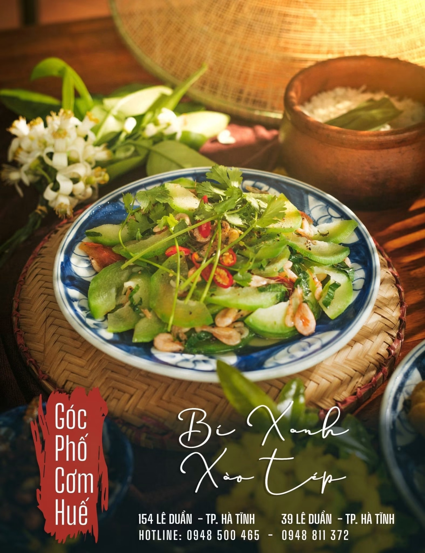 Bí xanh xào tép tại Góc Phố Cơm Huế